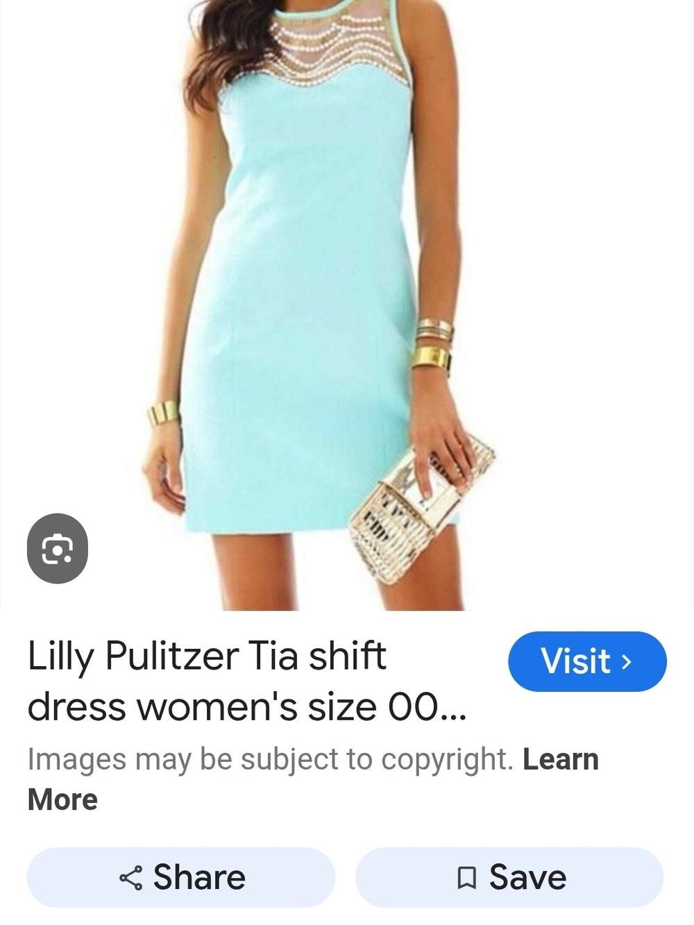 Lilly Pulitzer Aqua Tia Sleeveless Shift Dress with Beaded Mesh Yoke 4